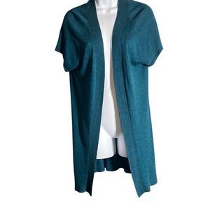 Chadwick’s Collection Open Front Cardigan – Size L – Teal Blue Knit Duster